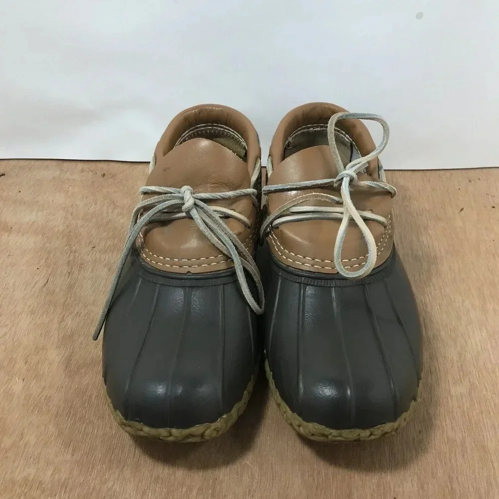 LL Bean Women's Brown Leather Unlined Gumshoe Low Ankle Duck Boots Size 6